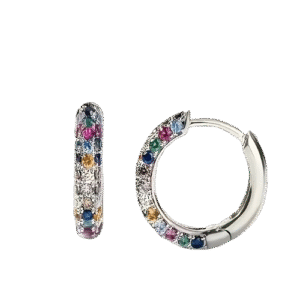 925 Sterling Silver Bohemian Multicolor Hoop Earrings – Casual Fashion Jewellery